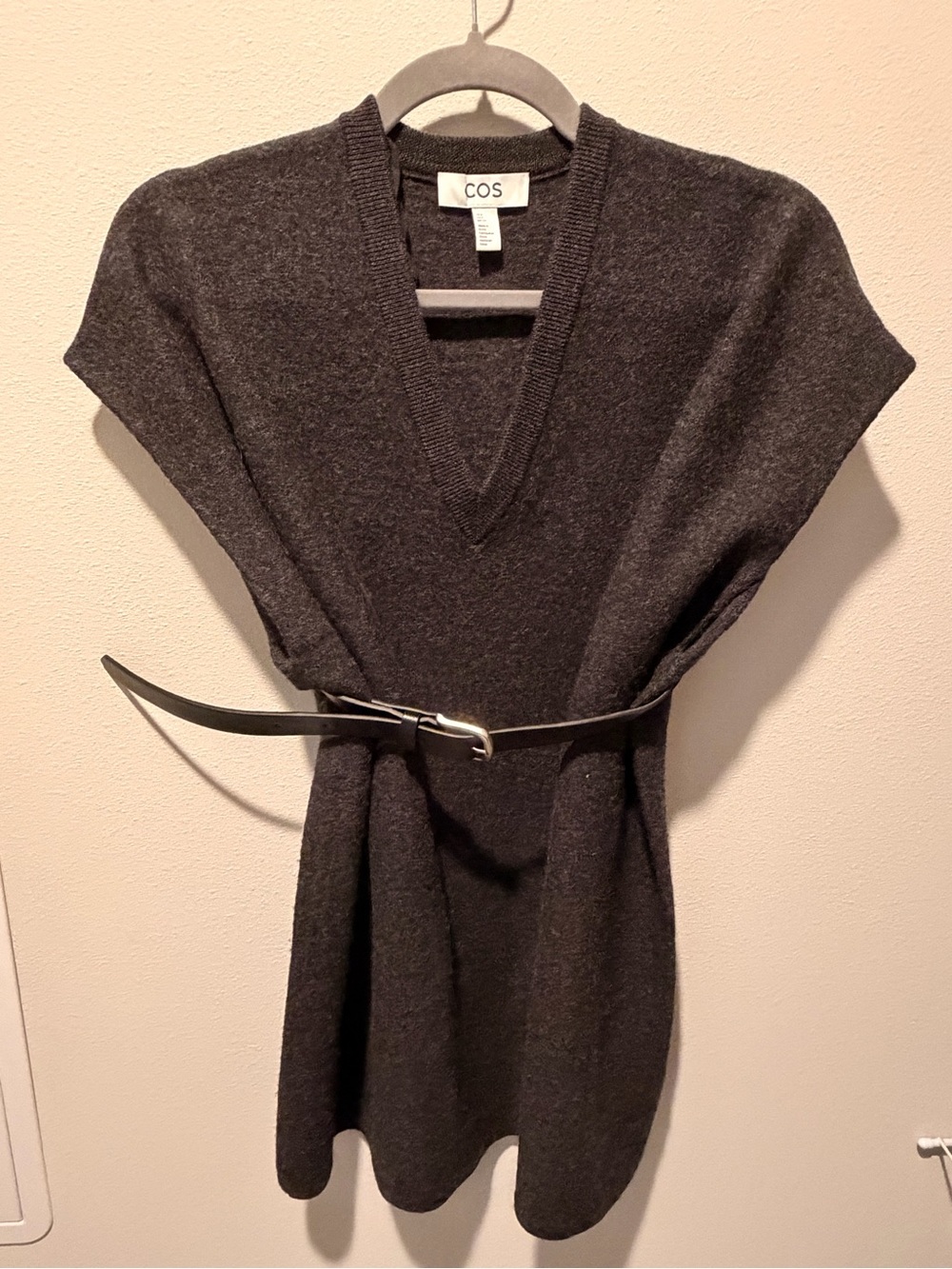 COS Charcoal V-Neck 100% Wool Vest